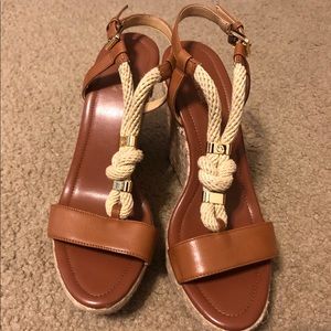 Michael Kors Luggage Wedges in EUC